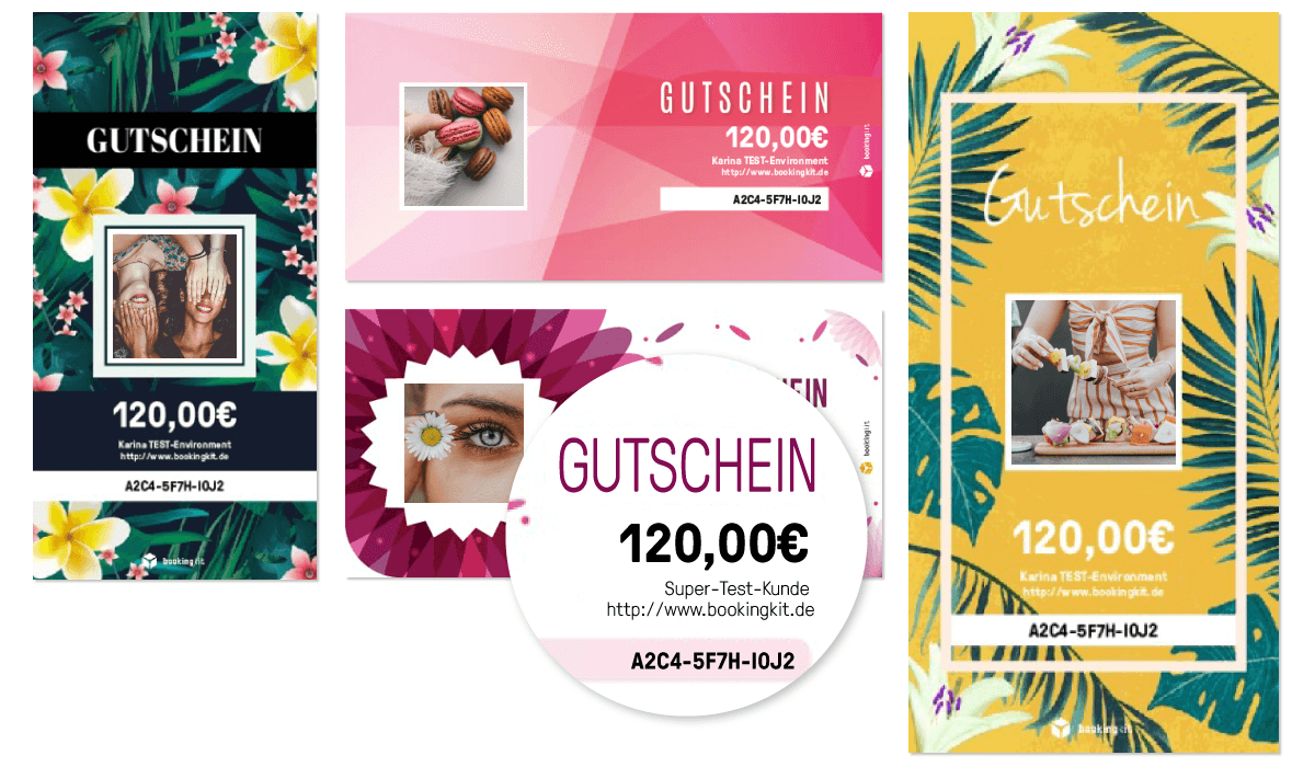Individuelles Gutschein-Design von bookingkit. Gutscheinverkauf Online.