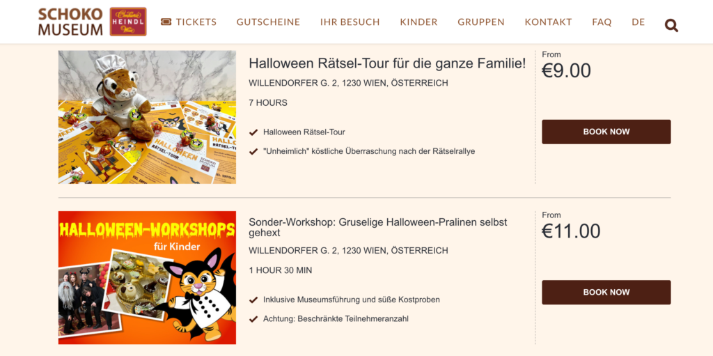 Halloween-Angebot im Schokomuseum